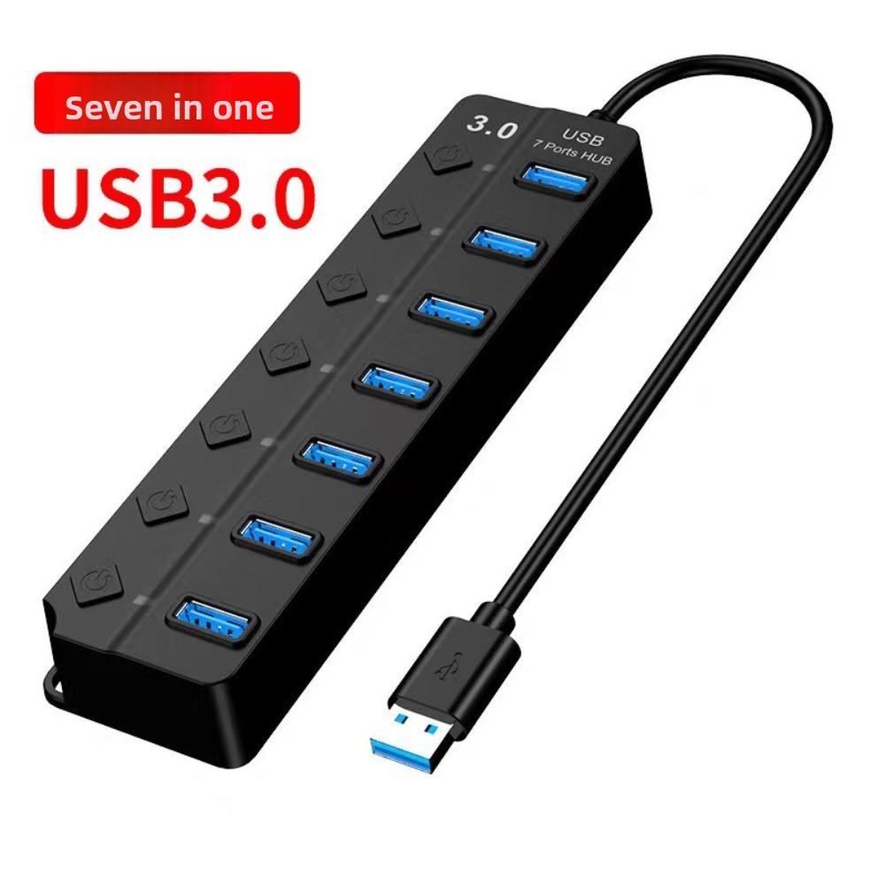 Independent Switch USB 3.0 Hub 7 In 1 USB High-speed Extender  for Laptop/Computers/Keyboard/U Disk