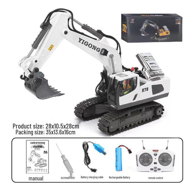 Alloy Remote Control 2.4G Excavator Bulldozer & Dump Truck Set for Kids
