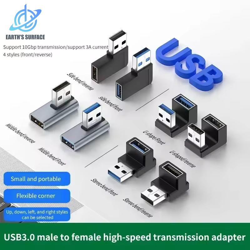 USB 3.0 Samec na Samici Pravoúhlý Prodlužovací Adaptér 90 Stupňový USB Konektor Nahoru Loketní Adaptér 10Gbps Pro Notebook PC Převodník