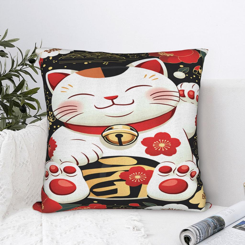 Maneki Neko Lucky Money Cat Pillowcases Novelty Pillow Case For Wedding Party Home Decor Soft Pillow Cover
