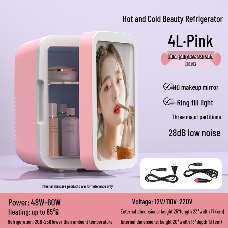 

Dual-Use Mini Beauty Fridge for Car and Home, Perfect for Cosmetics & Masks розовый
