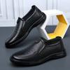 Soft Genuine Leather Shoes Mens Loafers Flat Brand Casual Father Shoes Comfortable Men Party Shoes Pure Black