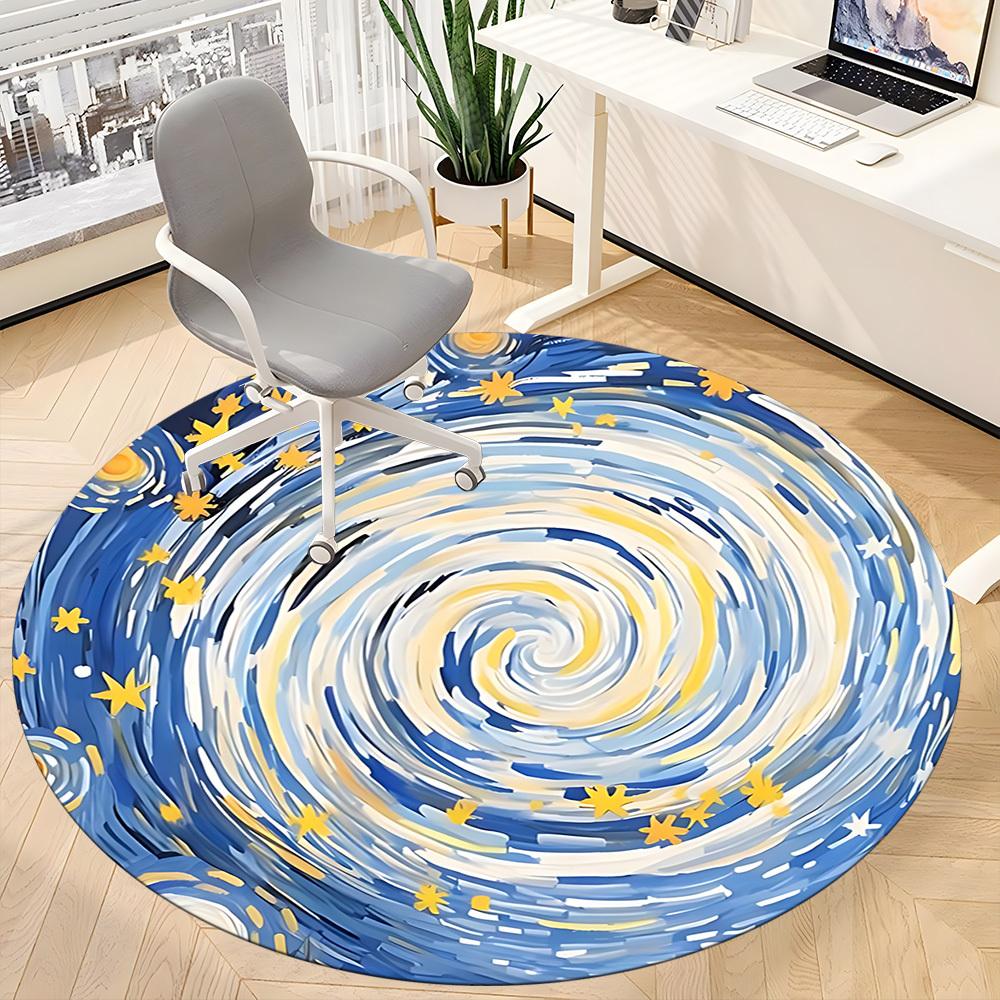 1pc Starry Sky Chair Carpet for Office, Round Non-Slip Durable Large Size Office Carpet, Suitable for Office, Beautiful Decoration