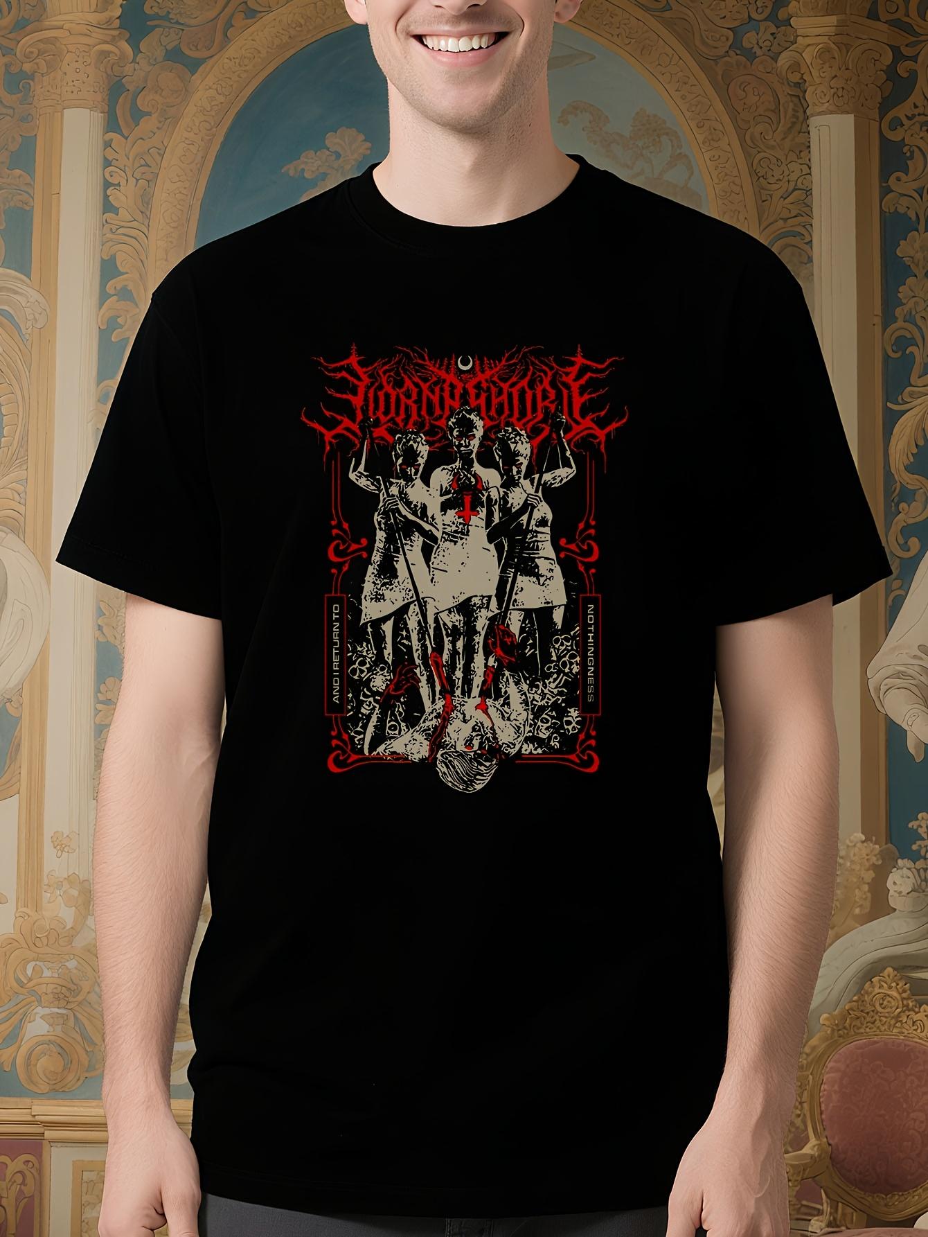 Heavy Metal Graphic - Gothic Band Tee with Red Accents T-shirt XXXL