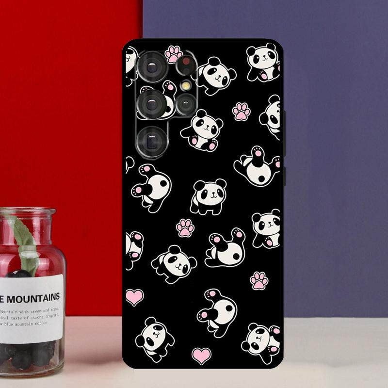 Cartoon Cute Panda Bear Case For Samsung Galaxy S22 S23 S21 Ultra S20 FE Note 20 Ultra S8 S9 S10 Note 10 Plus Cover