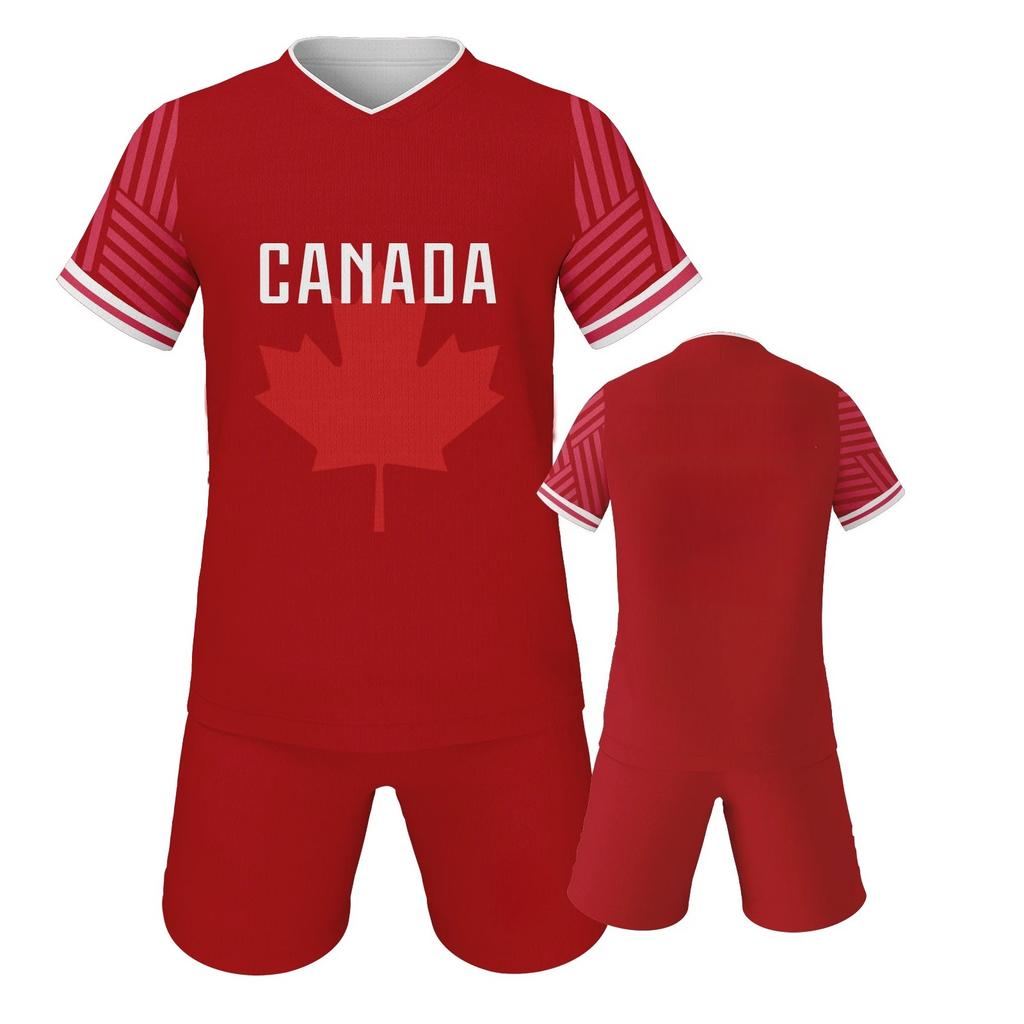 Set Maglia da Calcio Canada per Ragazzi Maglia da Calcio Squadra Scolastica Kit Regalo per tifosi di Calcio Manica Corta e Pantaloncini
