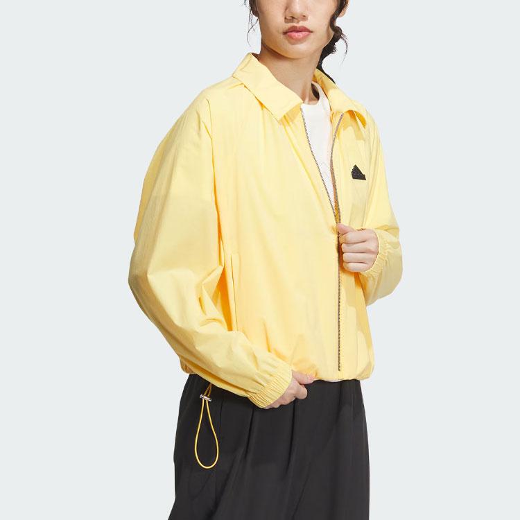 New Adidas Windbreaker Jackets Coats Women's Bright Yellow IM8818