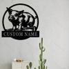 Customizable Metal Pig Silhouette Wall Art, Family Name Sign for Farmhouse, Home Garden Holiday Decor