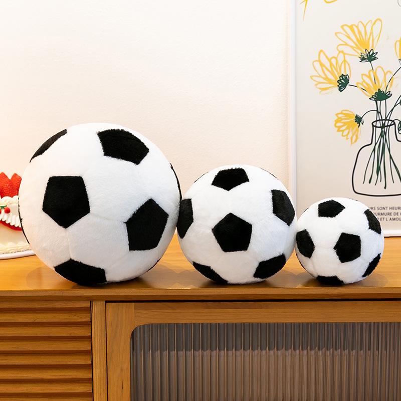 Black & White Cartoon Plush Football Toy - Cute Children's Gift & Cushion Ornament
