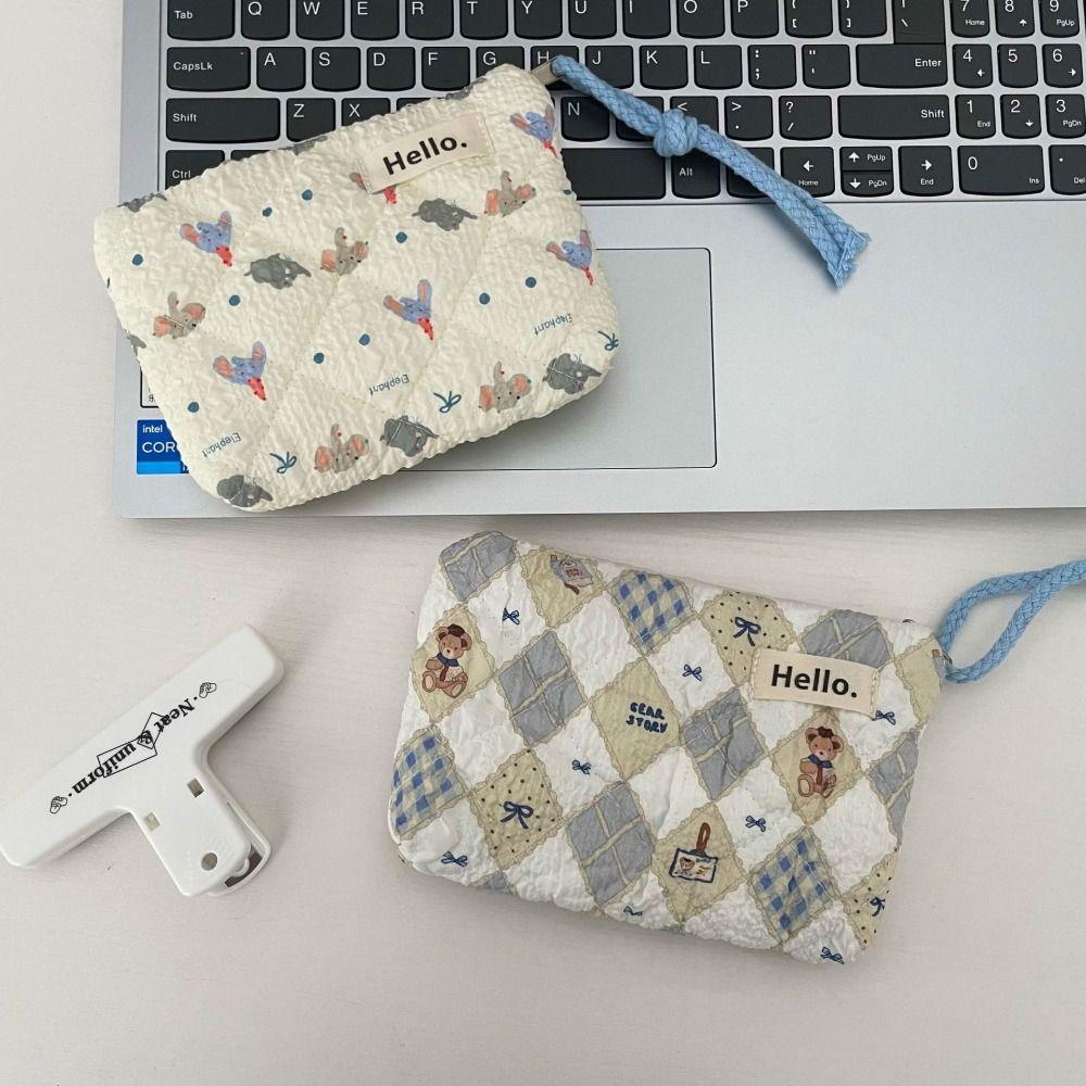 Creative Quilted Cotton Coin Purses Mini Cartoon Storage Bag Large Capacity Coin Wallet