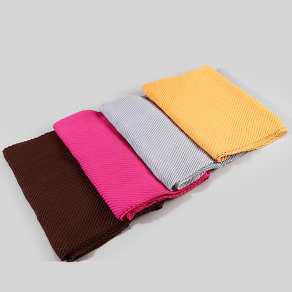 HongBiTu Frauen Reine Farbe Schal Wrap Schal Stola Falten Streifen Hals Wraps Islam Muslim WJ005