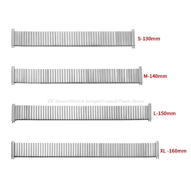 18mm 20mm 22mm Adjustable Width Elastic Straps Expansion Stainless Steel Watchband Brushed Silver Women Men Bracelet Accessories