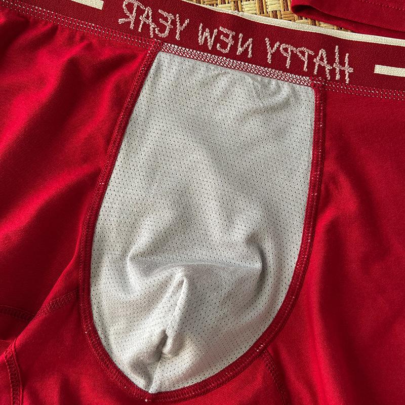 Men's Spring and Summer Year Red Wedding Gift Flat Angle Underwear