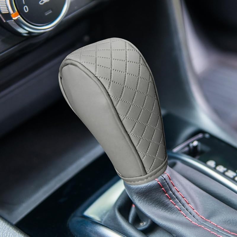 Leather Car Gear Shift Cover, Anti-Slip Dust Waterproof Gear Shifter Stick Protector, Soft Breathable Universal Automotive Shift Knob Decoration