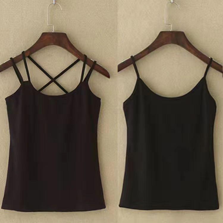 Women's Solid Color Slim Fit Camisole - Anti-Exposure Base Layer (1-2 Pieces) for Inner or Outer Wear