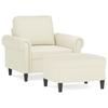 Vidaxl Sessel mit Hocker, Cremefarben, 60 cm, Samtbezogen