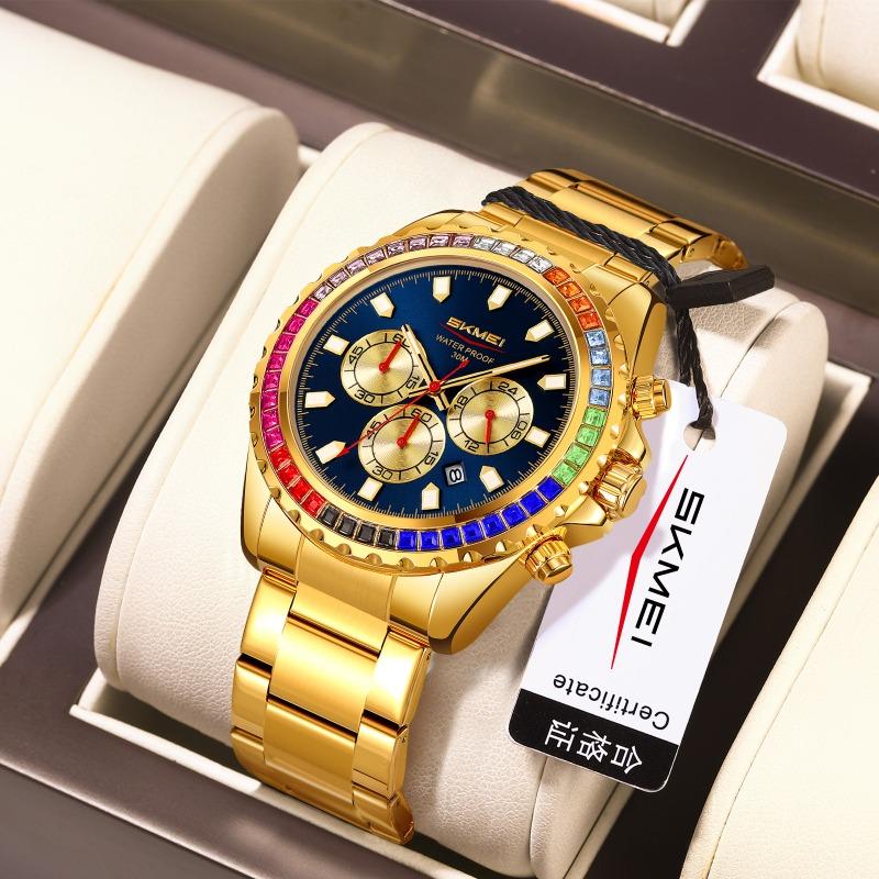 Men's quartz watch waterproof luminous fashion business diamond-encrusted high-end watch quartz men's