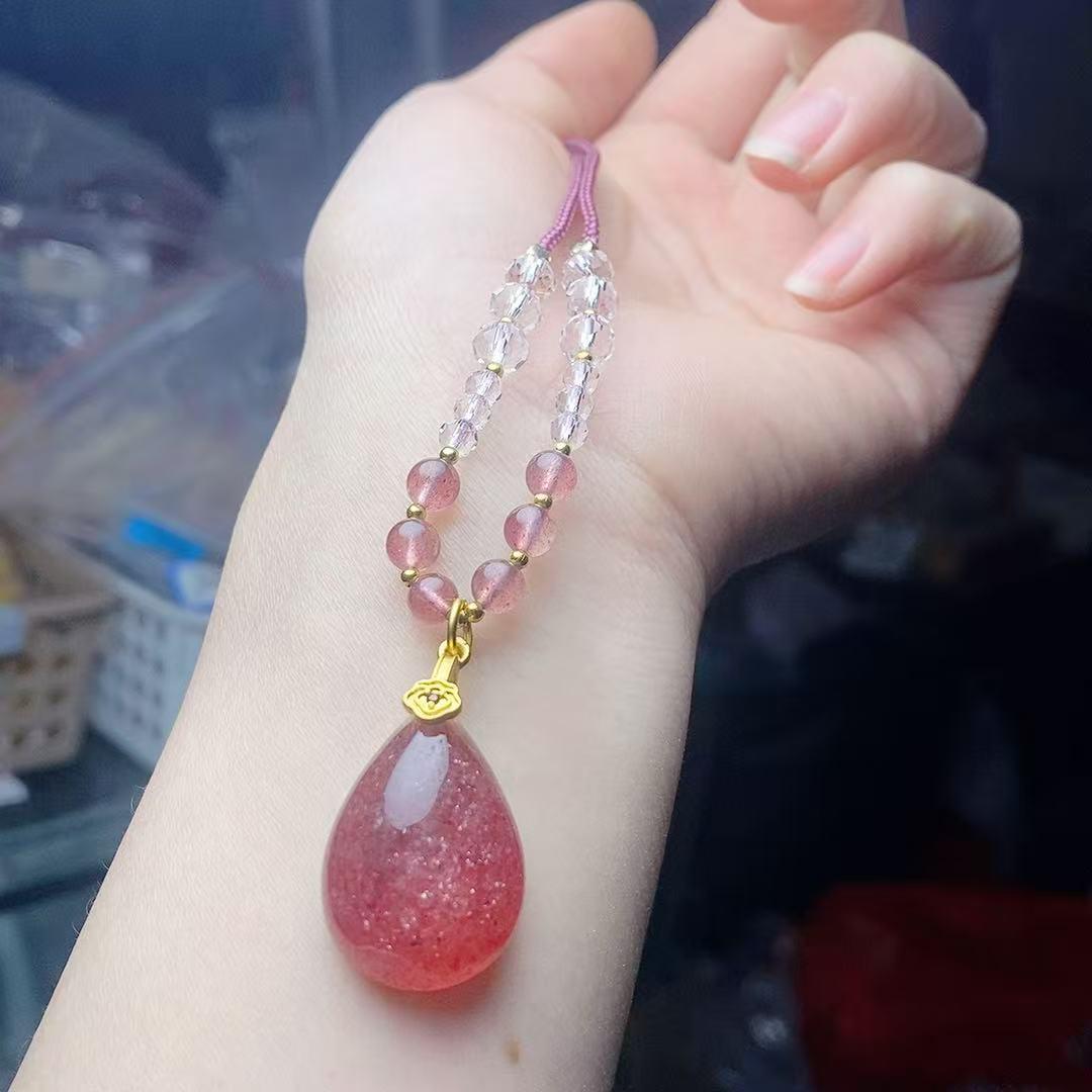 Изысканное женское колье-капля из клубничного кристалла - Простое и универсальное модное украшение