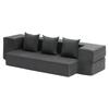 Folding Sofa Bed 3-in-1 Foldable Couch Bed with 3 Pillows Dark Grey Twin