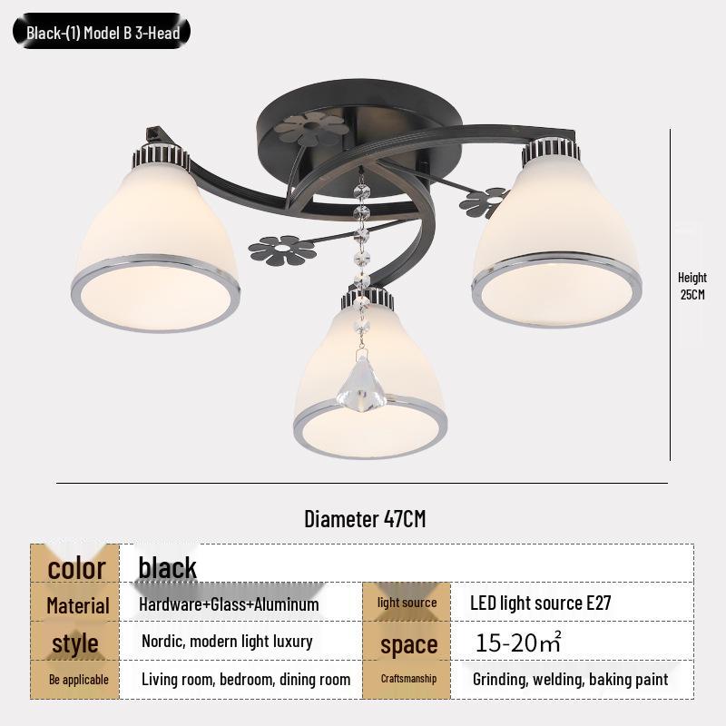 Nordic Modern Three-Head Chandelier: Stylish Creative Lighting Fixture for Bedroom or Restaurant