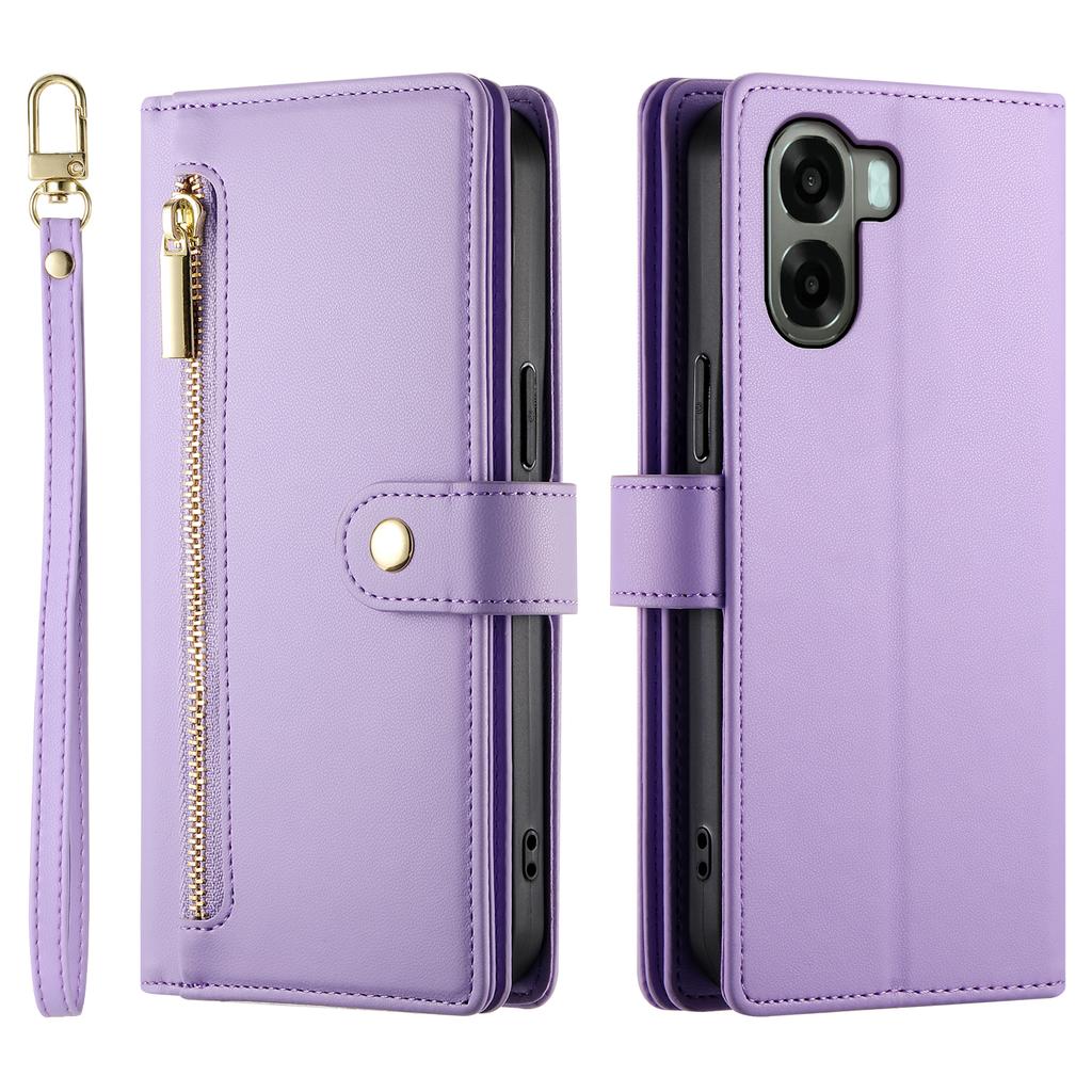 For Oppo A6x 5G / A6x 4G Leather Case Zipper Pocket Wallet Phone Cover with Straps