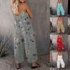 Pantaloni cu bretele casual de damă pentru primăvară și vară, salopetă fără mâneci cu imprimeu, stil lejer și respirabil, pentru femei