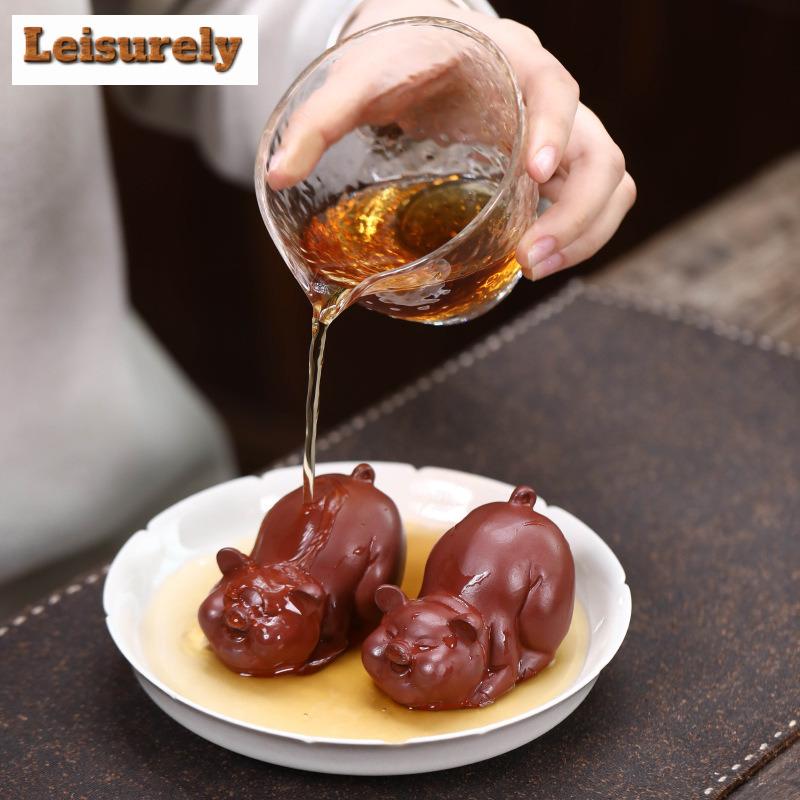 Yixing Lila Ton Glück Tierkreiszeichen Schwein Tee Haustier Eleganter Fischtank Landschaftsbau Tee Figur Spielzeug Tee Statue Ornamente Handwerk