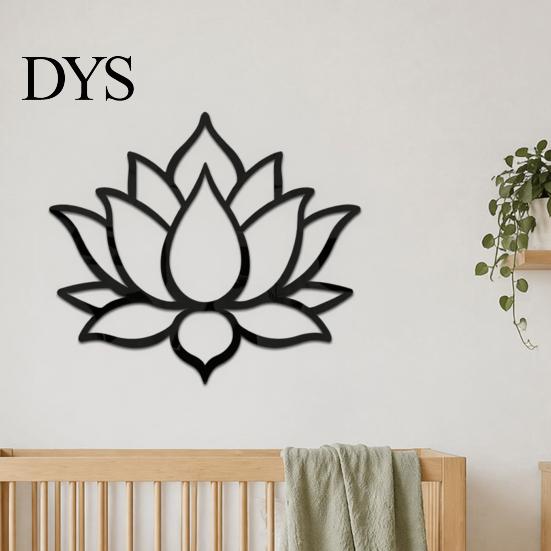 Acrylic Lotus Mirror Wall Sticker Sticker, Flower Decal, Zen Style Chinese Ornament Self Adhesive Decoration for Living Room Bedroom Yoga Studio