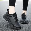 Women PU Leather Running Sneaker Lace-up Sport Light Comfortable Breathable Black Winter Walking Shoes Size 35-43