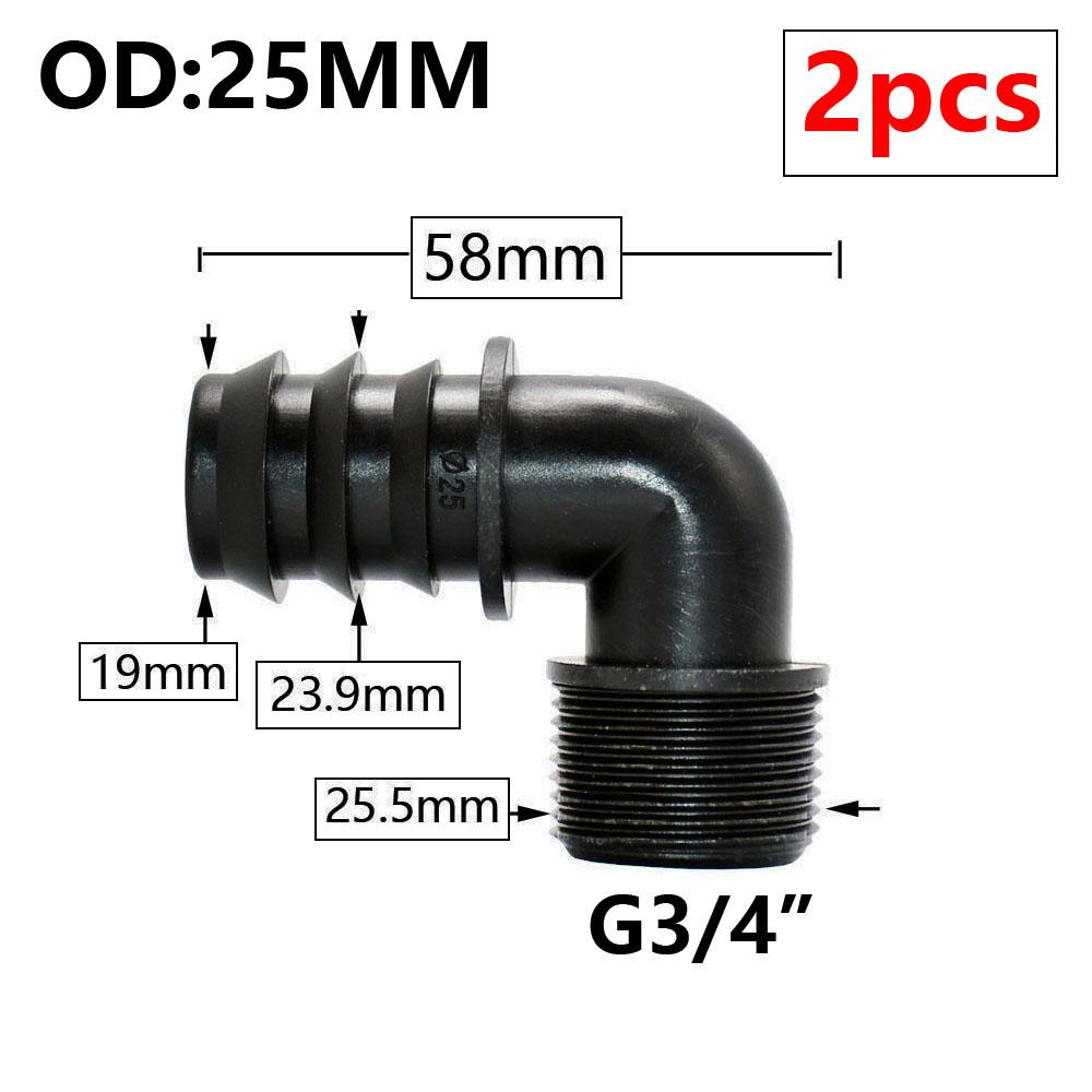 8/16/20/25/32mm Garden PE Tube Connector 1/2 3/4 1" Thread Hose Elbow Barb Coupler Fitting Farm Irrigation PE Pipe Joint