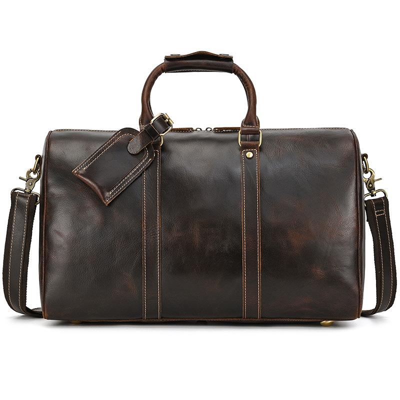 Herren Crazy Horse Leder Reise Tasche Boarding Retro Leder Große Kapazität Reise Tasche Handtasche Erste Schicht Rindsleder Schräg Span