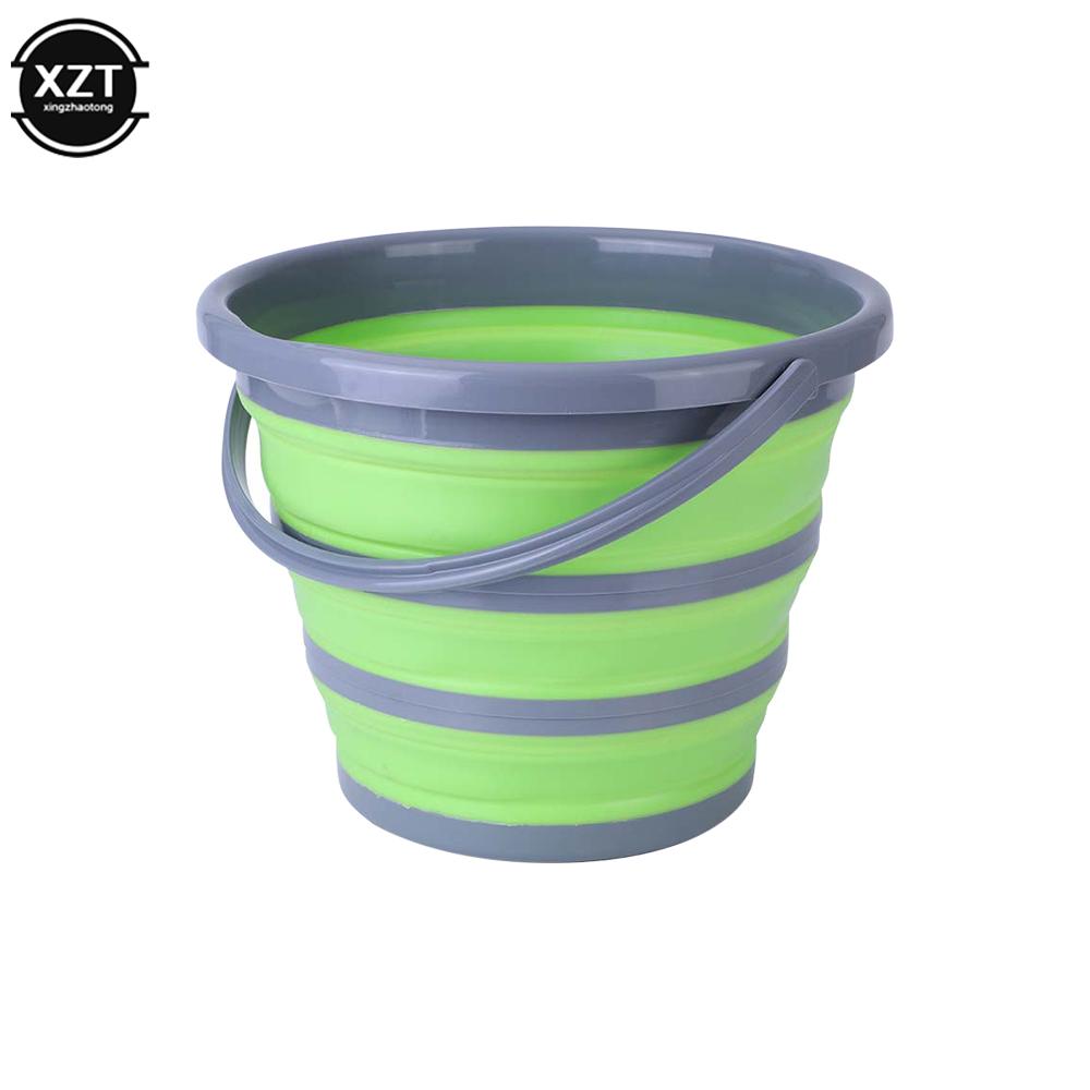 

Newest 10L Fishing Bucket Silicone Collapsible Large Capicity Bucket Outdoor Fishing Camper Bucket Supplies Kitchen Water Bucket зелений