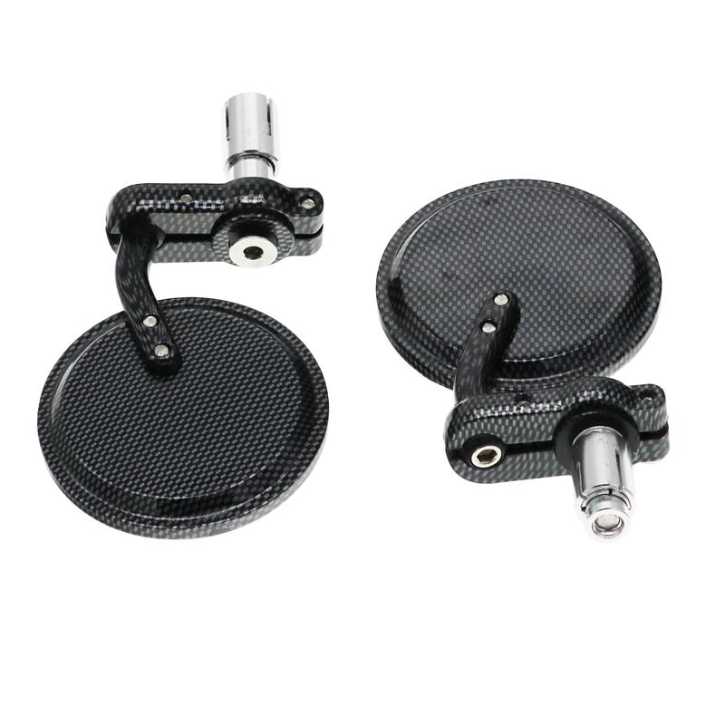 LMoDri 2Pcs Motorcycle Rear View Mirrors Round 7/8" Handle Bar End Foldable Motorbike Side Mirror For Suzuki Kawasaki
