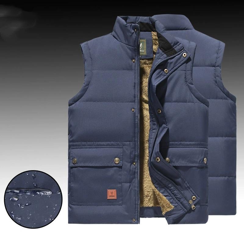 Autumn Winter Men's Waterproof Vest Jackets Sleeveless Coat Fashion Big Size Male Warm Waistcoat Fleece Vest Men Clothing