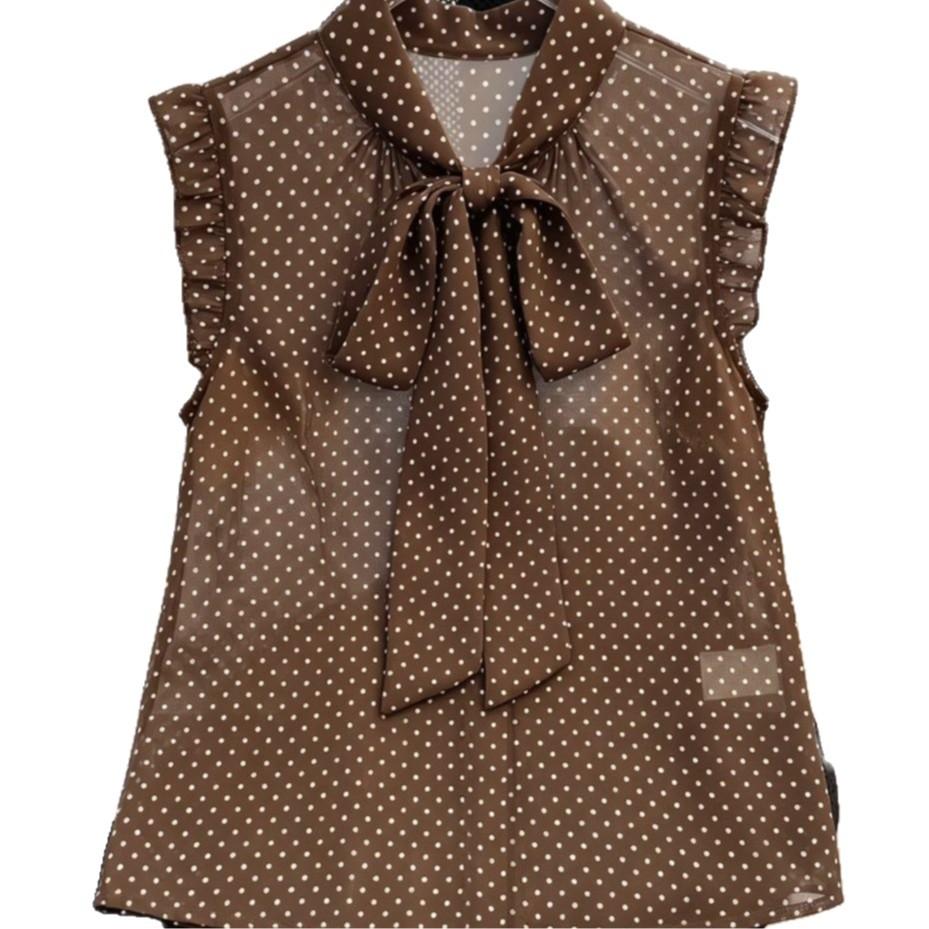 Specially for Retro Polka Dot Bow Lace-up Shirts, New European and American Temperament Versatile Tops