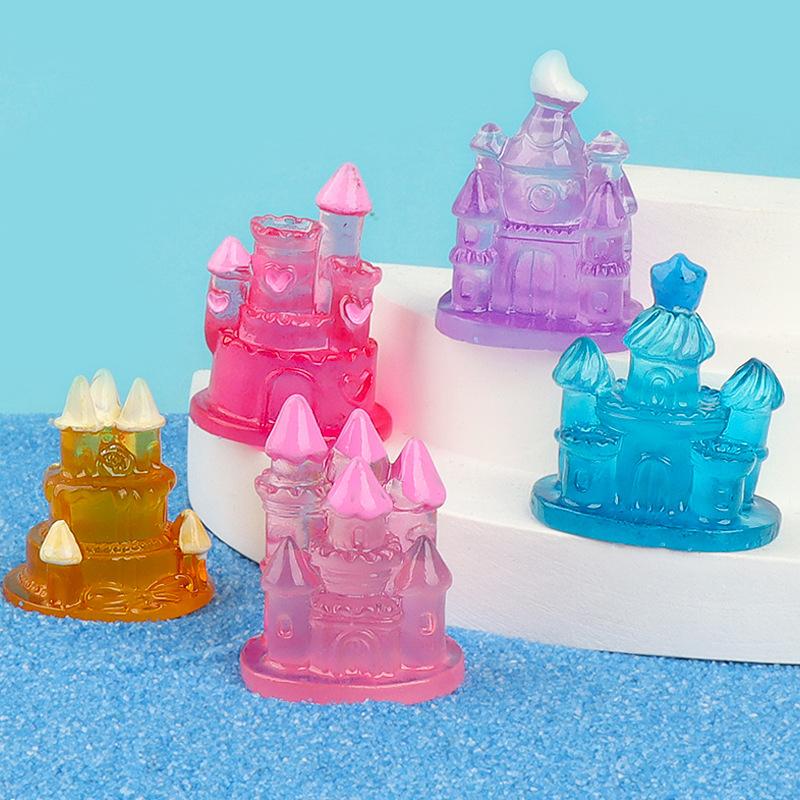 Glow-In-The-Dark Decoration Cartoon Castle Micro Landscape Car Decoration Star Princess Castle Diy Resin Accessories
