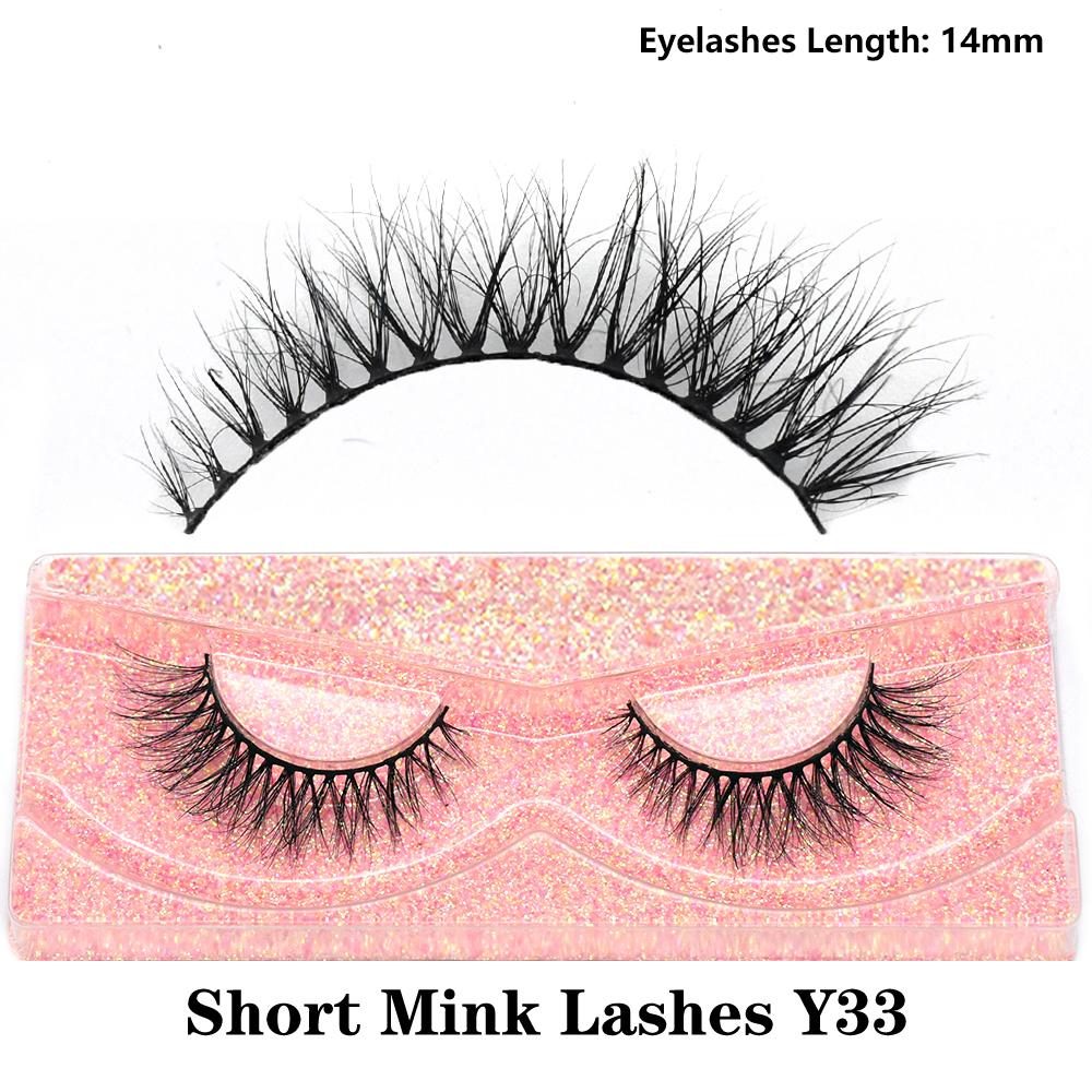 FOXESJI Real Mink Fluffy Short Eye Lashes Extension Wispy Soft Natural Short False Eyelashes Daily Wear Full Strip Lashes Makeup