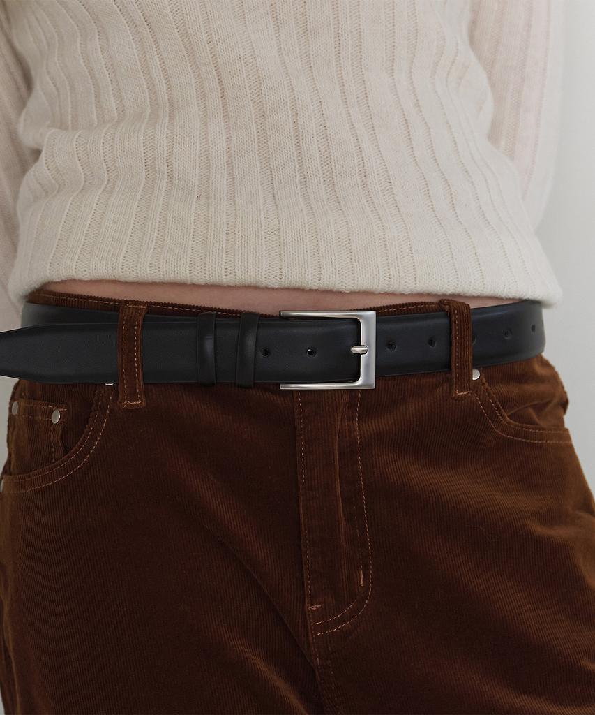 Hauseuobeupondeu Wide Cow Leather Square Belt_Black