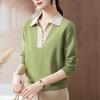 Mom spring lapel knitted sweater top new Chinese women's clothing spring and autumn bottoming sweater thin