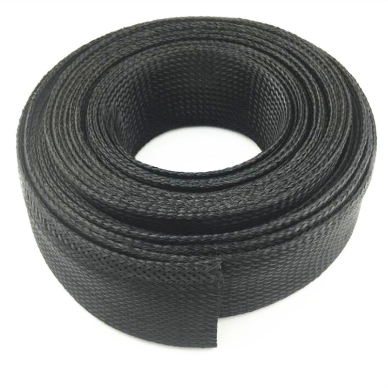 Black Insulated Braid Sleeving 4/6/8/10/12/16/20/25/30/40/50mmTight PET Wire Cable Protection Expandable Cable Sleeve Wire Gland