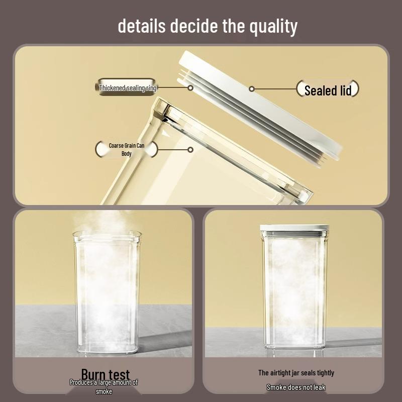 Transparent Airtight Storage Jars for Tea, Grains, and Cereals - Moisture-Proof, Food-Grade Kitchen Containers.