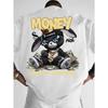 MONEY AND EVERYTHING T-Shirt – Black Oversized Short Sleeve Tee, Rich Bunny Rabbit Graphic with Crown & Dollar, Hip Hop Streetwear