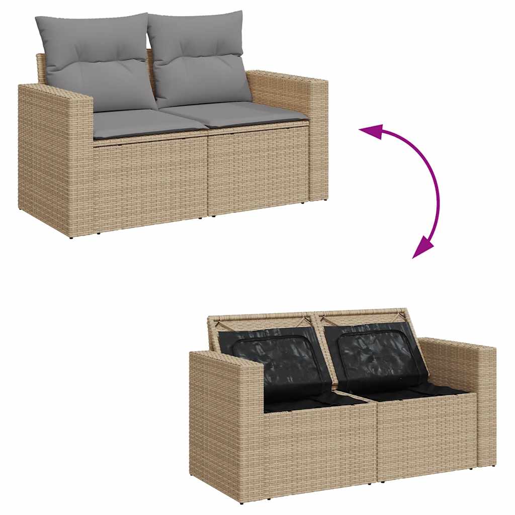 Vidaxl 5-Cz. Garden Furniture Set With Cushions, Beige, Poly Rattan