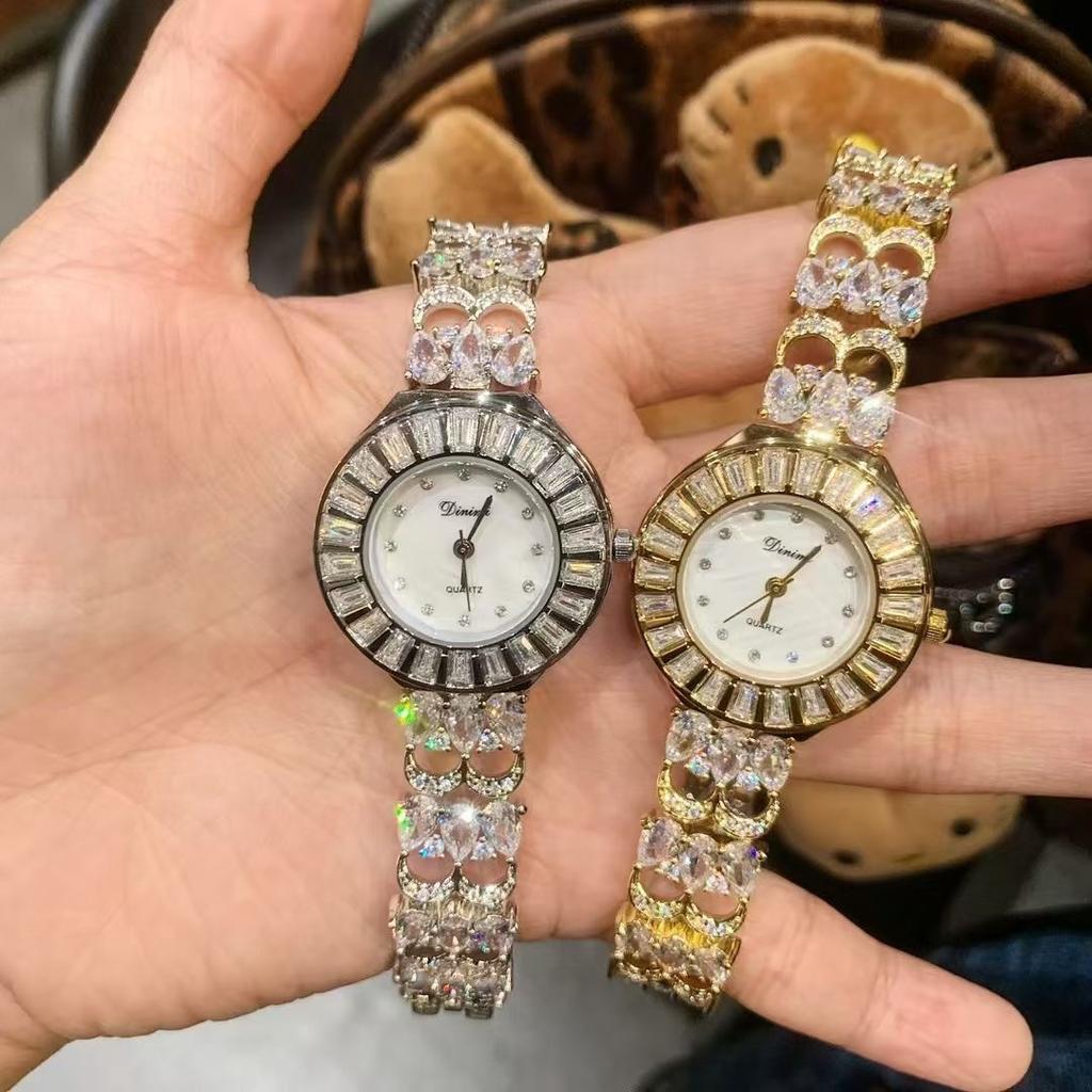 Full Diamond Bracelet Ladies Watch Hollow Strap Fashion Trend Small Disc Watch