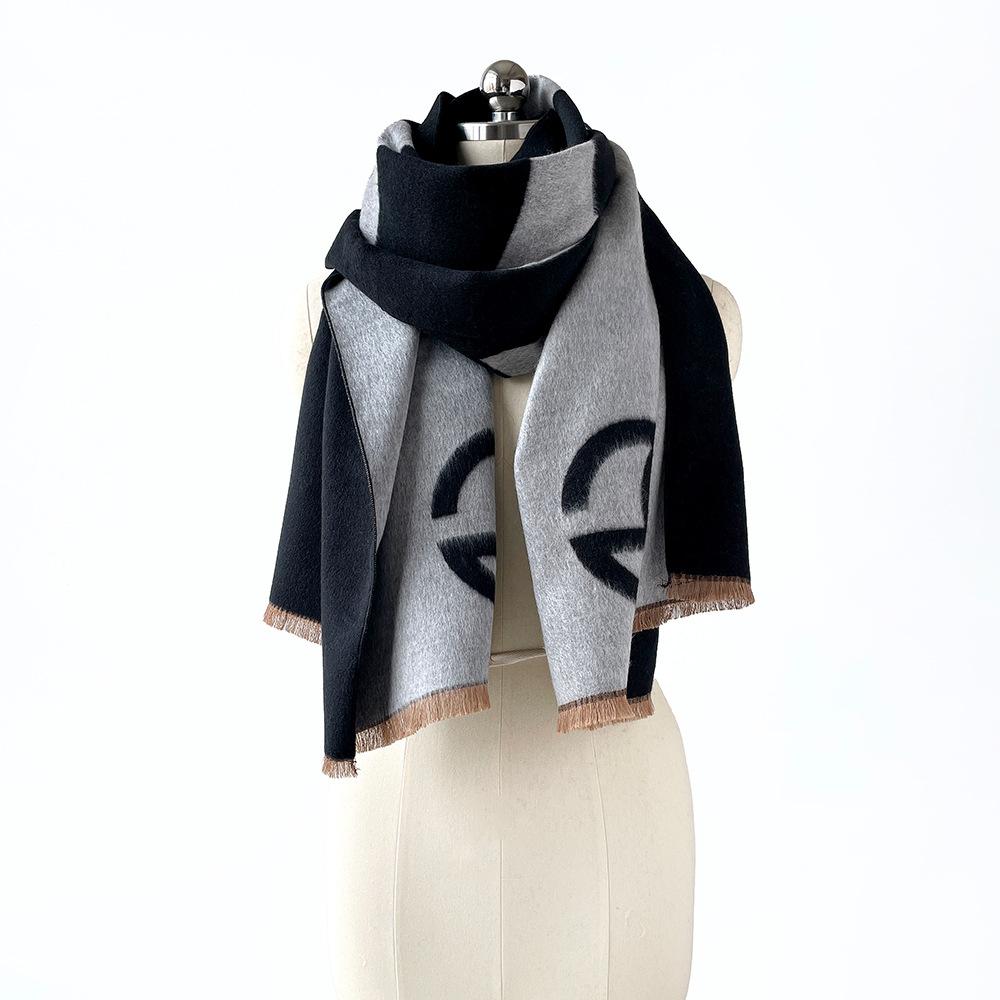 

Big-name scarf women s autumn and winter wool shawl light luxury high-end men s scarf shawl thickened warm scarf 180*65cm