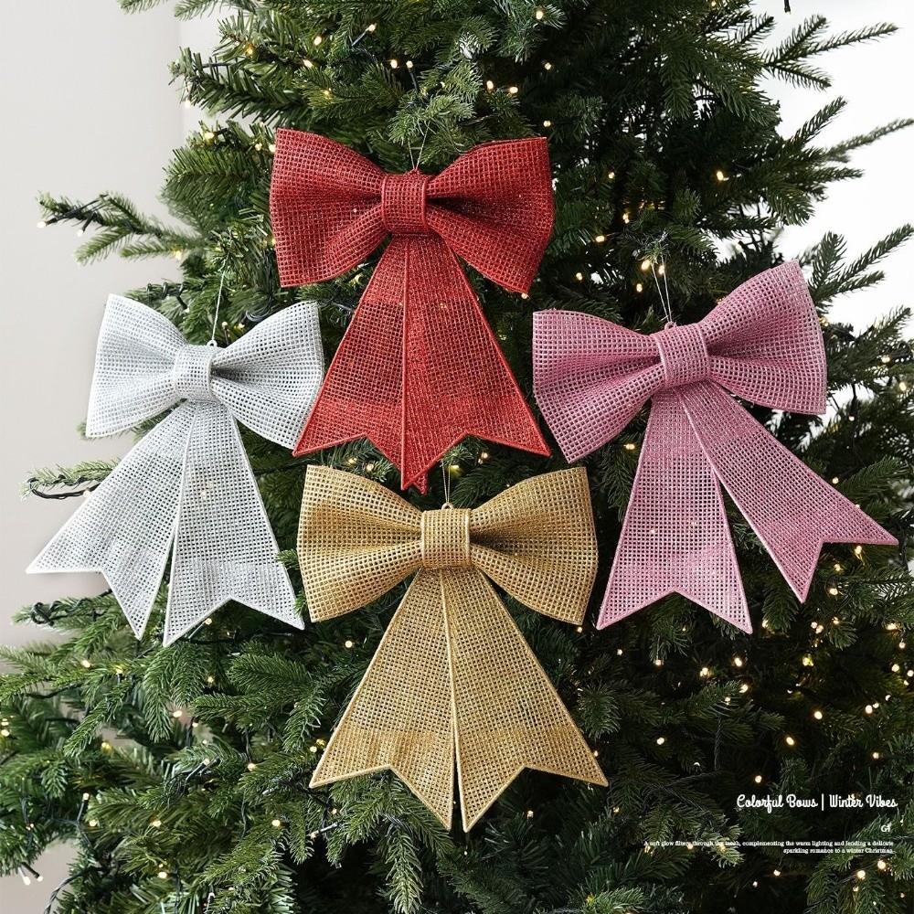 Plastic Christmas Bow Ornament Bow Shaped Holiday Bow Decoration Window Display