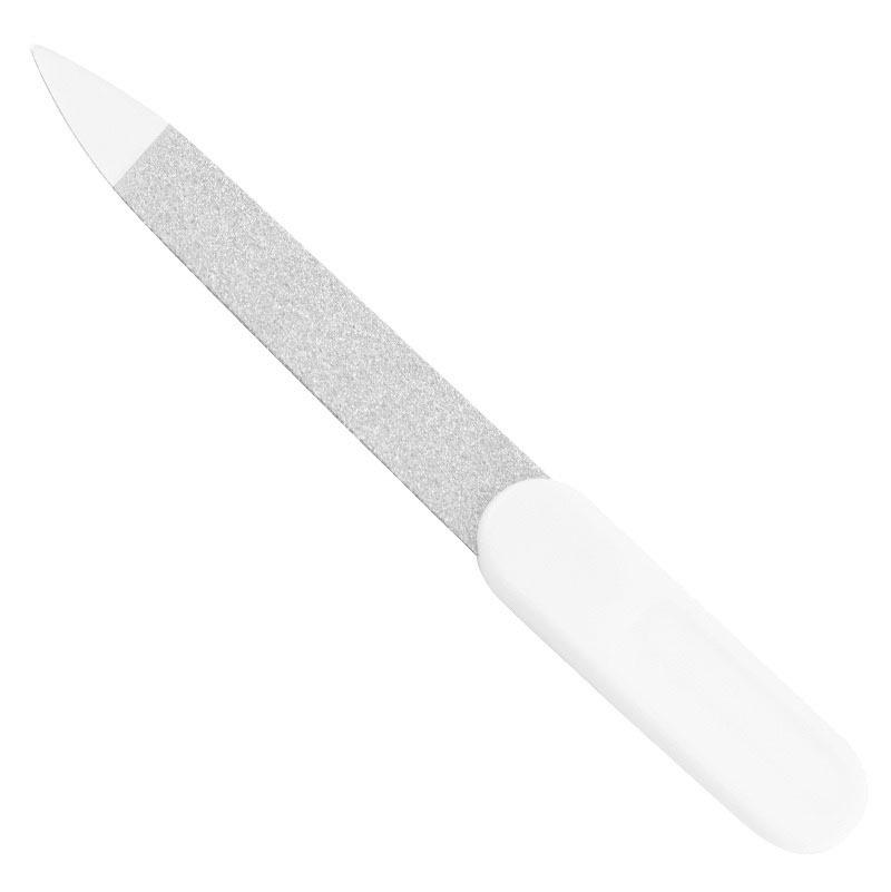 Stainless Steel Double-Sided Nail File with Plastic Handle and Cuticle Fork