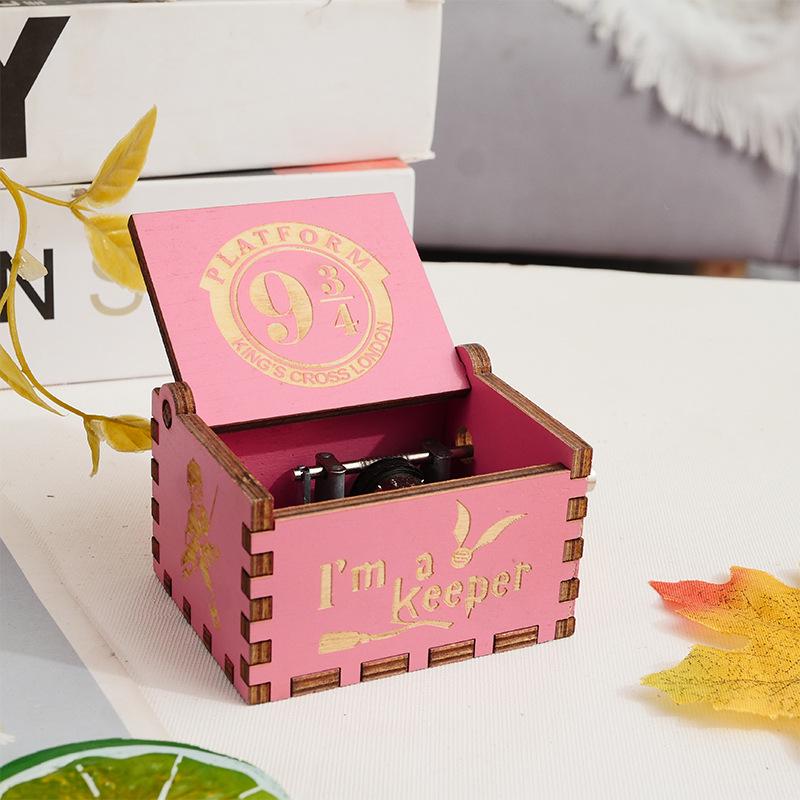 Hogwarts Hand-Cranked Retro Carved Wooden Music Box