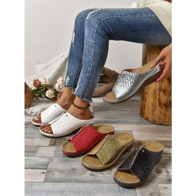 Women's Slippers Thick-soled Fish Mouth Car Stitching Women's Slippers Crocodile Pattern Slippers