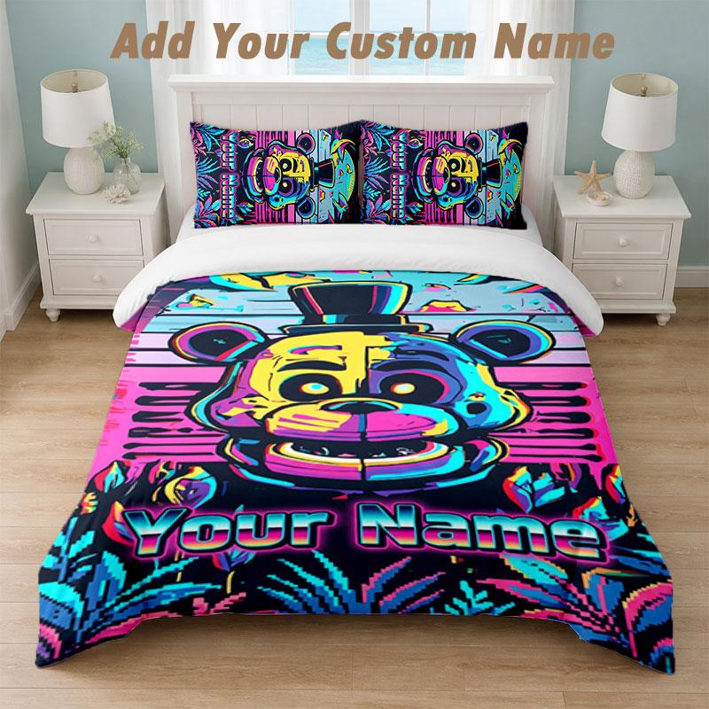 Bedding Set 1 Duvet Cover 2 Pillowcases Five Nights At Freddy’s Print Soft Bed Linen Bedroom Decor